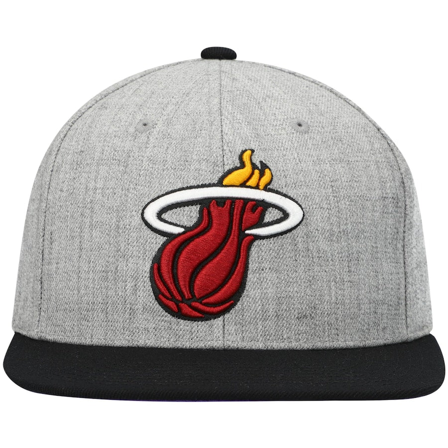 Men's Miami Heat Mitchell & Ness Gray/Purple Heathered Underpop Snapback Hat