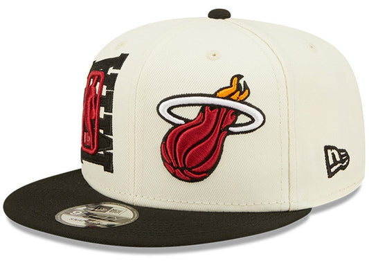 Miami Heat New Era 2022 NBA Draft 9FIFTY Snapback Adjustable Hat - Cream/Black