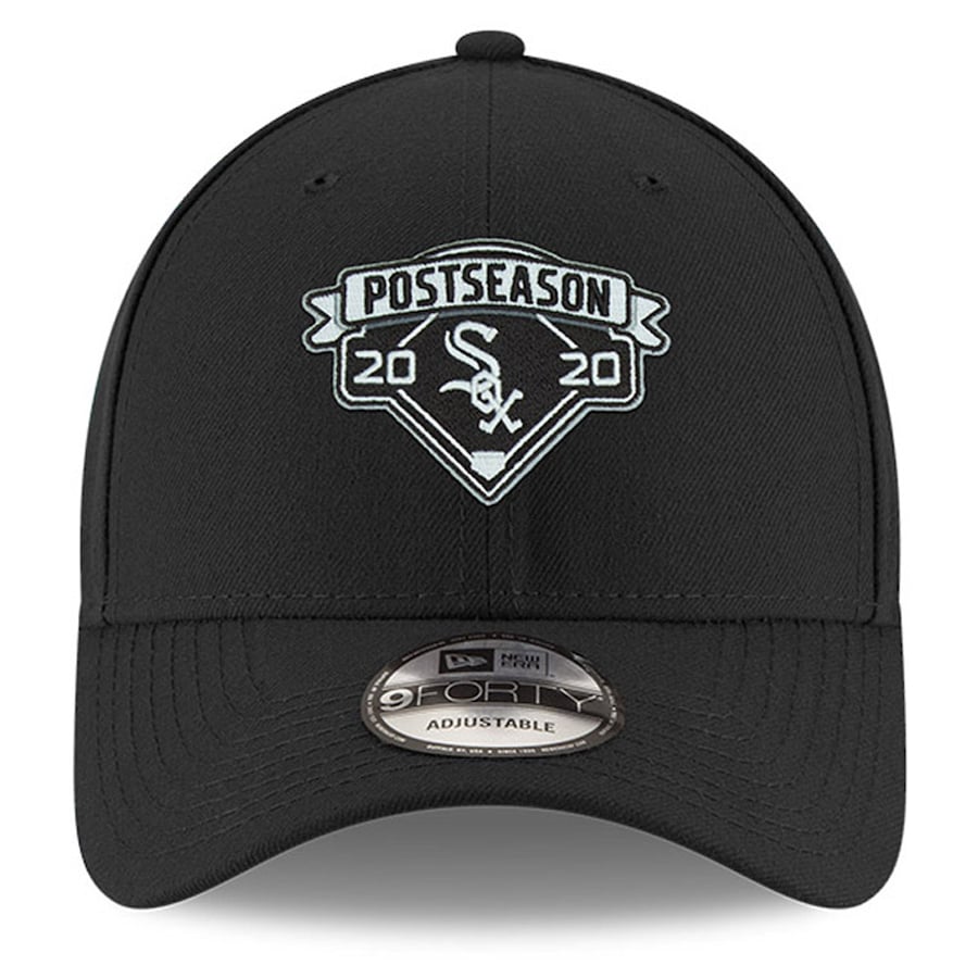 Men's Chicago White Sox New Era Black 2020 Postseason Locker Room 9FORTY Adjustable Hat