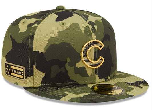 Chicago Cubs New Era 2022 MLB Armed Forces Day On-Field 59FIFTY Fitted Hat - Camo