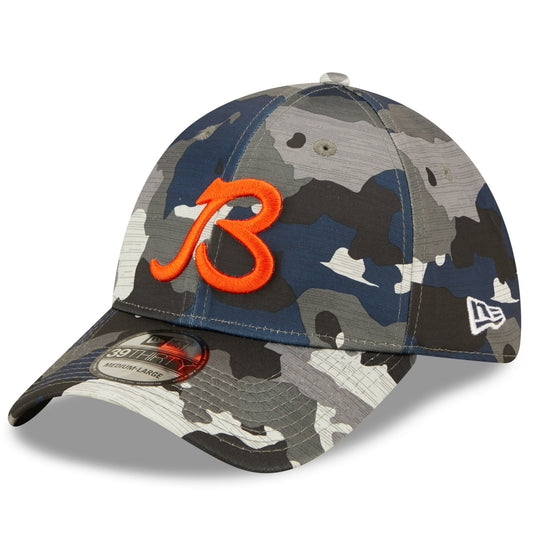Men's Chicago Bears New Era Camo 2022 NFL Training Camp Official Script 39THIRTY Flex Hat