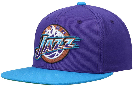 Mens NBA Utah Jazz HWC 2-Tone Purple/Teal 2.0 Snapback Hat By Mitchell And Ness
