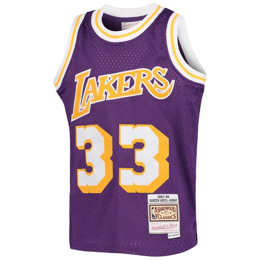 Youth Los Angeles Lakers Kareen Abdul-Jabbar Mitchell & Ness Purple 1983-84 Hardwood Classics Swingman Jersey