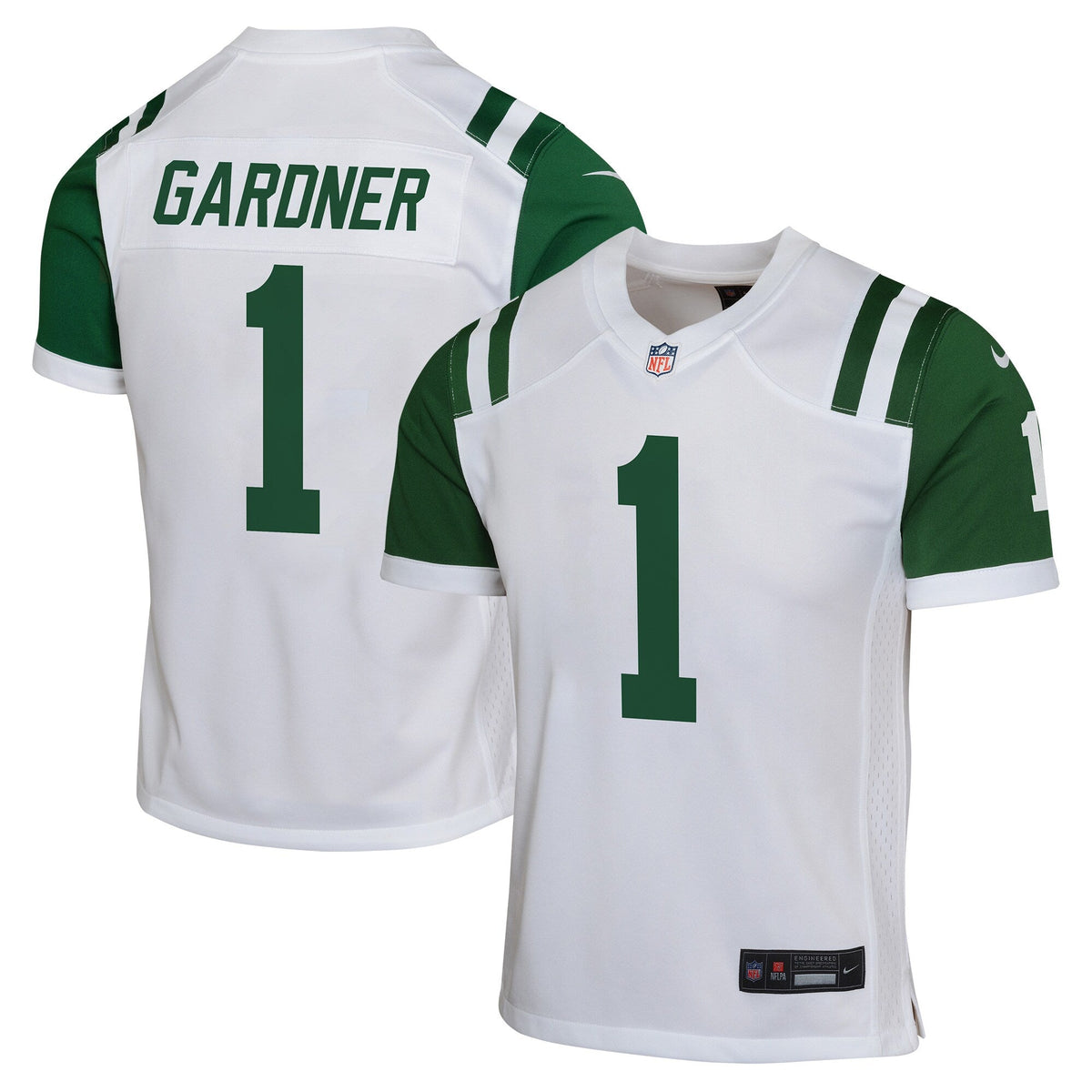 Youth Sauce Gardner New York Jets Nike Classic Alternate White Game Replica Jersey